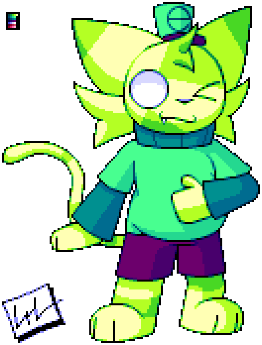 imagine having to draw this green cat many times lol <a href="/guyfromfortn1t/">morcy!</a> #LNLArt