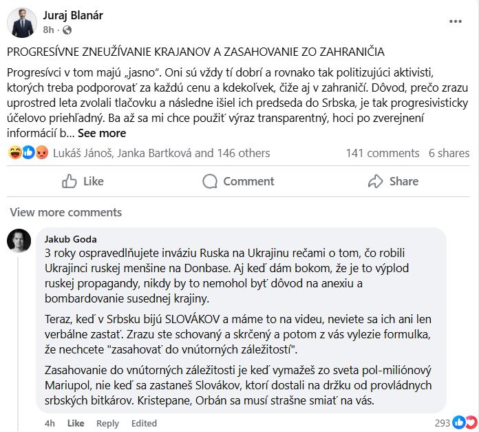 U Blanára dneska takto. On je tak zbytočný, že je asi posledný Smerák, ktorý ani siete nemá poriešené.