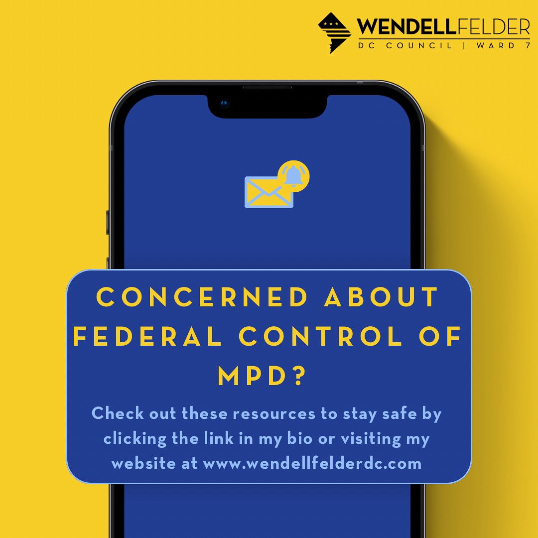 On Monday, August 11th, President Trump signed an Executive Order giving the federal government control and oversight of MPD. Due to this dangerous and unprecedented act, I have been working with ACLU-DC to gather resources to ensure that neighbors stay safe.