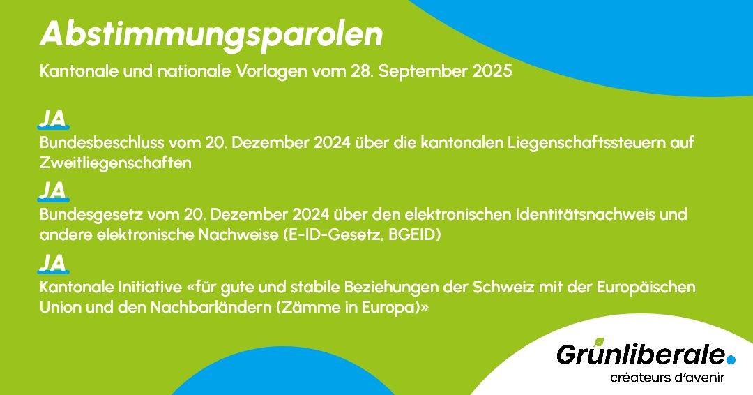Die GLP Basel-Stadt hat heute an ihrer Mitgliederversammlung die Parolen zu der kantonalen und nationalen Abstimmungsvorlagen vom 28. September 2025 gefasst. 💚💙