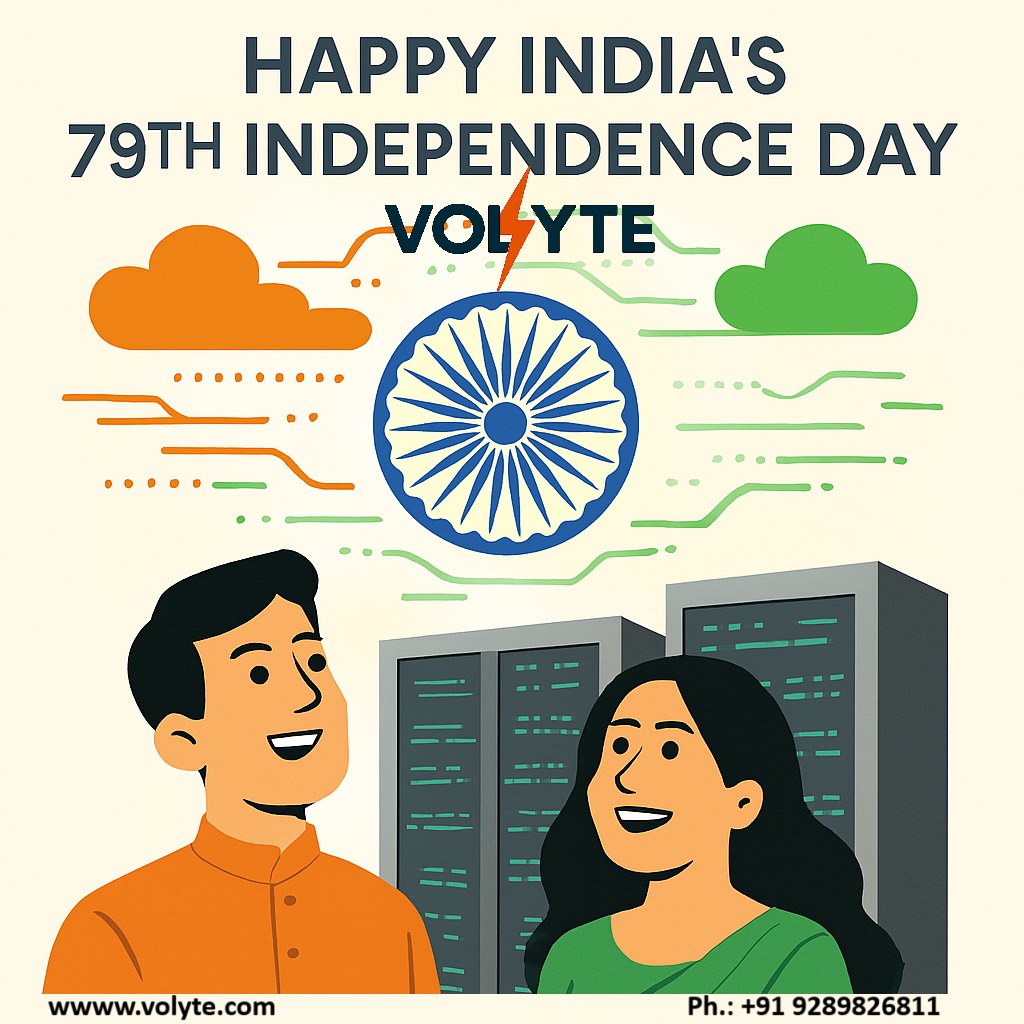 VolyteIn's tweet photo. "Freedom fuels innovation. This #IndependenceDayIndia, let’s celebrate the power to dream, create, and host without limits. 🇮🇳💻
 #FreedomToHost #VolyteIndia #DigitalIndia #WebHostingIndia #JaiHind #HarGharTiranga #AzadiKaAmritMahotsav #hosting https://t.co/dY9JMvZsk7