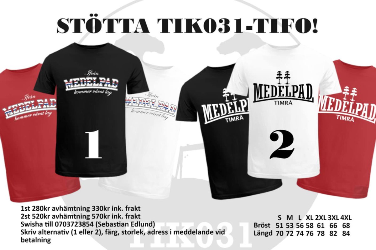 Ny säsong står för dörren och vi är riktigt taggade.
Hjälp oss gärna att göra bra saker på bortaläktarna genom att köpa en T-shirt eller två.
Beställning öppen fram till 27 september.
#timraik
