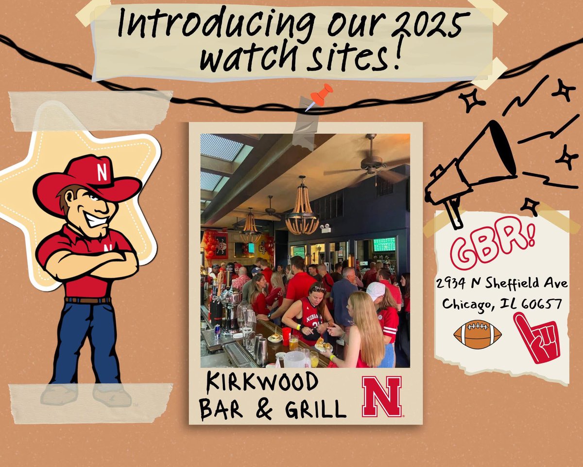 chicagobigred's tweet photo. ATTENTION ALL HUSKER FANS! 🌽🚨 We are ONLY 2 WEEKS AWAY from football season kicking off! We’re in for an exciting Fall, so come experience the action, make a new friend, and cheer on Dear Old Nebraska U at one of our 2025 watch sites!

🔴 @KirkwoodBar

⚪️ @the_foxandhound

#GBR https://t.co/5TzCj1TE3N