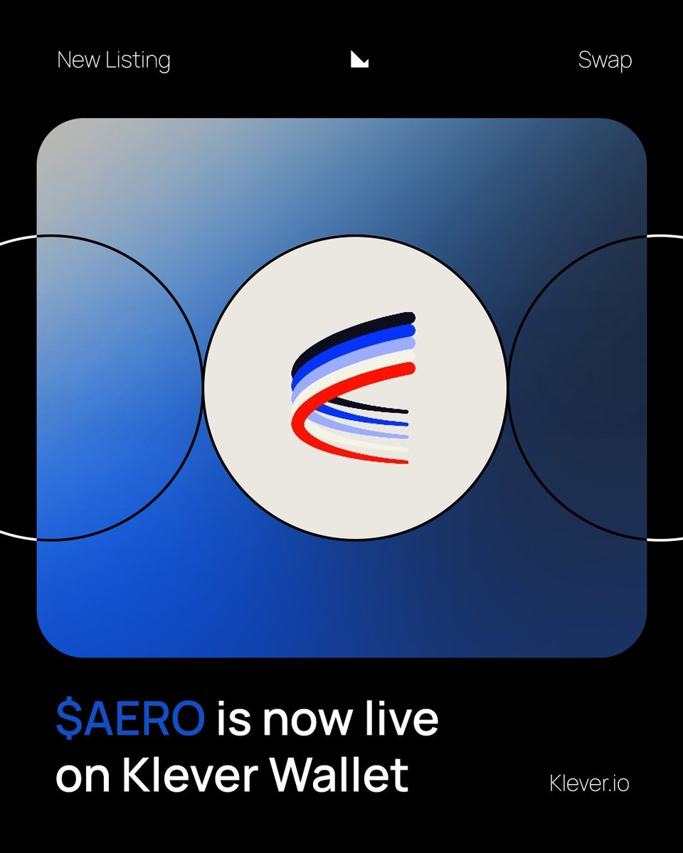 klever_io's tweet photo. ➡️New listing: $AERO
Now you can send, receive, and swap @AerodromeFi on @base inside the Klever Wallet!
#Swap #AllInOneCryptoWallet https://t.co/MDUF0ZtIrV