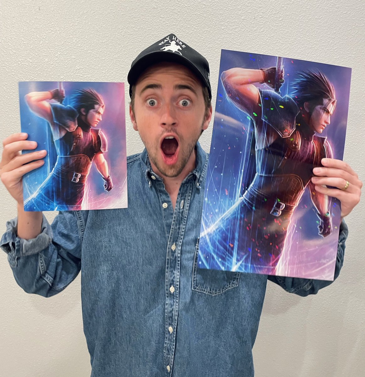 The voice of Zack Fair himself, Caleb Pierce, will have my art available to sign at his booth whenever you see him at conventions!✨ #FF7R 
So honored to share this art with him✨