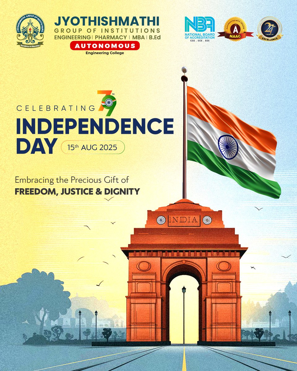 jyothish_mathi's tweet image. 🇮🇳 Celebrating 79 Years of Freedom 🇮🇳

A day to honor the sacrifices, embrace our unity, and cherish the values of Freedom, Justice &amp;amp; Dignity that define our nation.

#EngineeringForIndia #HappyIndependenceDay🇮🇳 #ProudToBeIndian #HarGharTiranga #NayaBharat #15August2025 #JaiHind