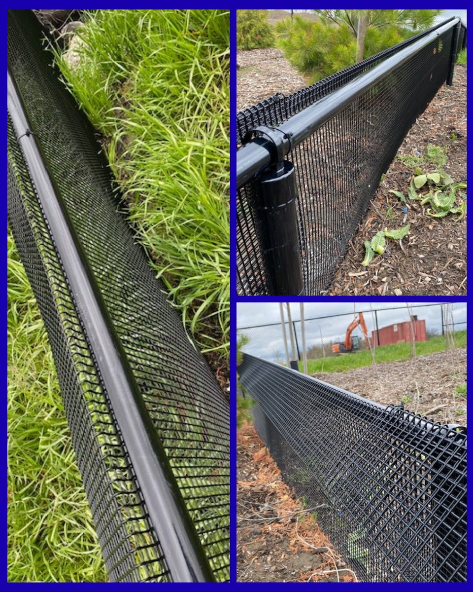 FerrierWire's tweet photo. Ferrier Wire + Design Metals Black PVC weldmesh used as a wildlife barrier at a new development in Milton, Ontario.  This product is made in Italy from GBW (galvanized before welding) mesh which is then dipped in PVC for a durable and weather/moisture resistant product. https://t.co/tHwwAufG8i