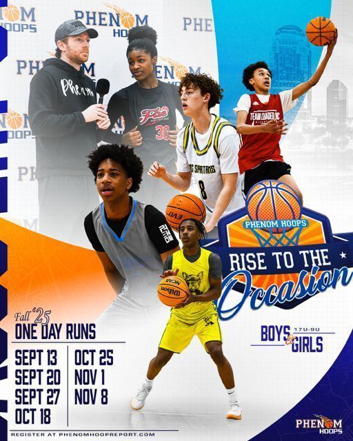 Phenom Hoops Rise to the Occasion
Multiple Dates
Rise Indoor Sports, Bermuda Run (NC)
Address: 419 Twin Way, Bermuda Run (NC) 27006
Ages: 17u-9u

Cost: $185.00 

Register for Multipel Weekend with #PhenomHoops: phenomhoopreport.com/rise-to-the-oc…