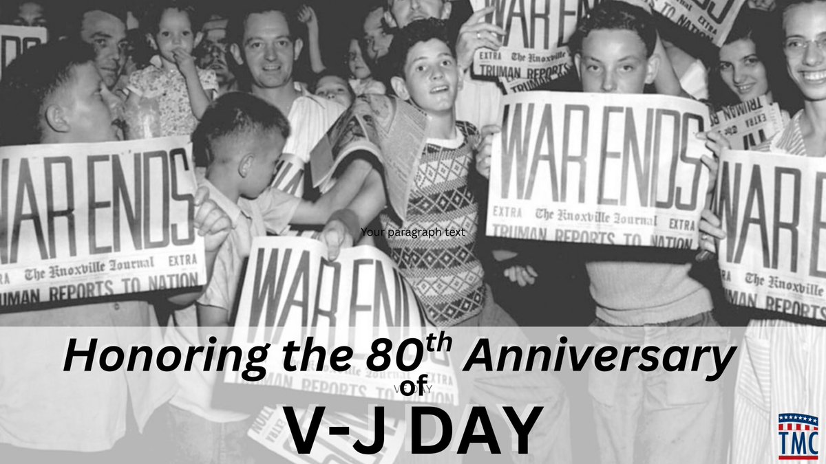 Today, we commemorate Victory over Japan (V-J) Day, marking the end of #WWII.

We honor the service and sacrifice of those who fought, and we remember the resilience of a generation that secured peace for our nation and the world.🇺🇸

#VJDay