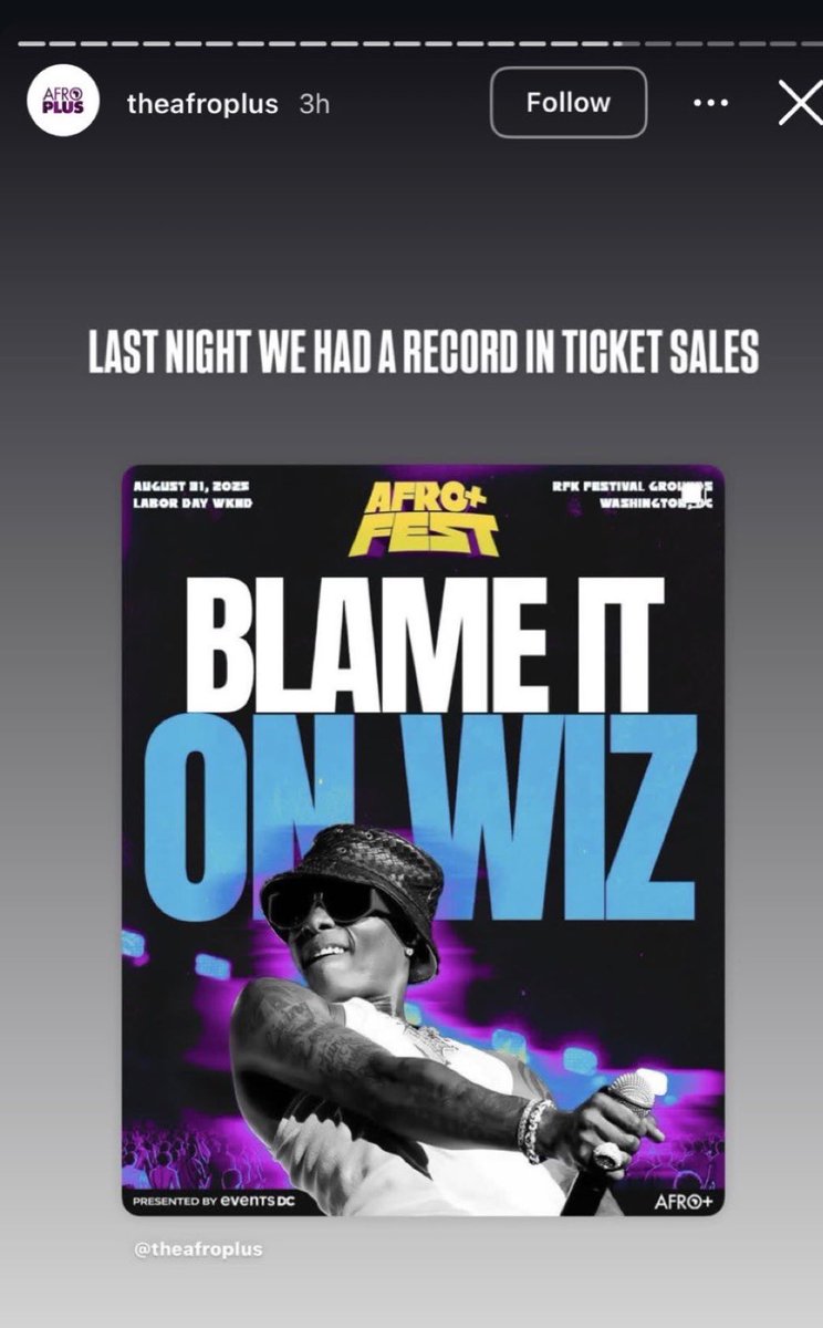 Afro Plus announce they had a record Ticket sales last night after they announced Wizkid 🤯