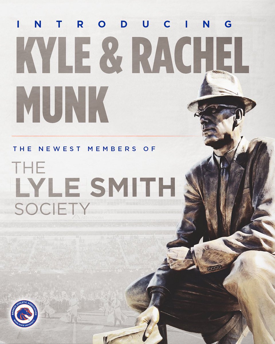Bronco Athletic Association (@boisestatebaa) on Twitter photo A warm welcome to Kyle and Rachel Munk, new Lyle Smith Society members! Their gift to the Bronco Nation Fund supports <a href="/BroncoSports/">Boise State Broncos</a> student-athletes.
#BleedBlue | #WhatsNext A warm welcome to Kyle and Rachel Munk, new Lyle Smith Society members! Their gift to the Bronco Nation Fund supports <a href="/BroncoSports/">Boise State Broncos</a> student-athletes.
#BleedBlue | #WhatsNext