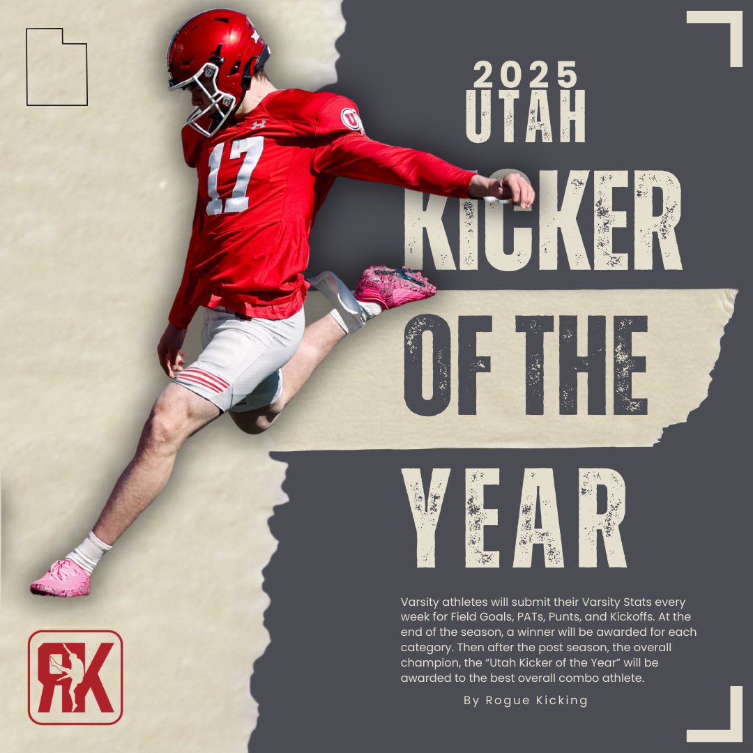 Coach Jax / Rogue Kicking (@roguekicking) on Twitter photo Enter to win the Utah Kicker of the year award! <a href="/PrepRedzoneUT/">Prep Redzone Utah</a> <a href="/SlingintheP/">Slingin’ the Pill Media™️</a>
-
All info is 👇🏼
-
Varsity athletes will submit their Varsity Stats every week (Link in Bio) for Field Goals, PATs, Punts, and Kickoffs. At the end of the season, a winner will be awarded for each Enter to win the Utah Kicker of the year award! <a href="/PrepRedzoneUT/">Prep Redzone Utah</a> <a href="/SlingintheP/">Slingin’ the Pill Media™️</a>
-
All info is 👇🏼
-
Varsity athletes will submit their Varsity Stats every week (Link in Bio) for Field Goals, PATs, Punts, and Kickoffs. At the end of the season, a winner will be awarded for each
