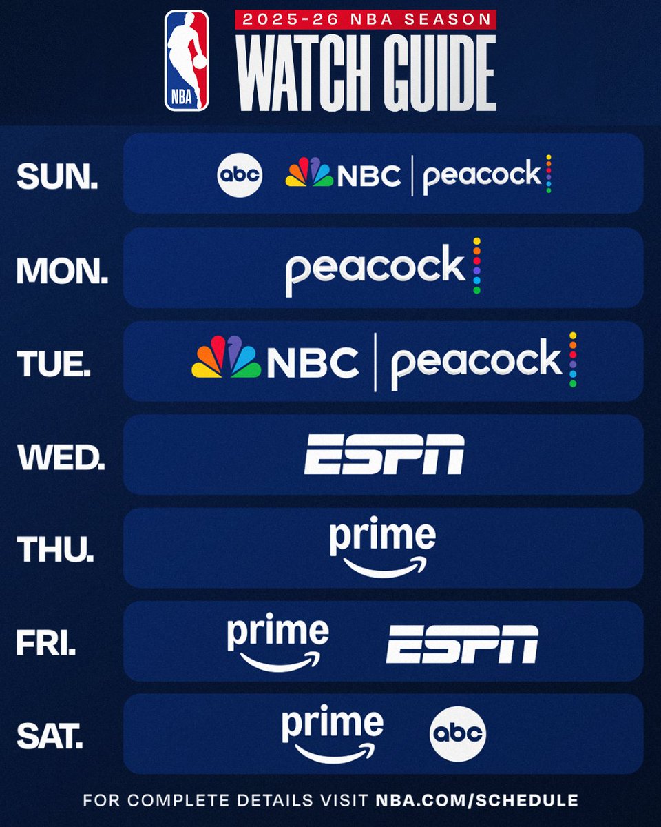 In addition to your local broadcasts, this is the national schedule by day for this season. New habits incoming