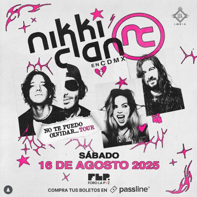 🎸✨ Los dosmiles están de vuelta y vienen con toda la actitud… ¡Nikki Clan regresa a la CDMX! 🙌💜

La cita es este sábado 16 de agosto en el Foro La Paz y promete ser una noche de energía, nostalgia y música que todavía hace vibrar.

📆 16 de agosto
📍Foro La Paz
🎫 Passline