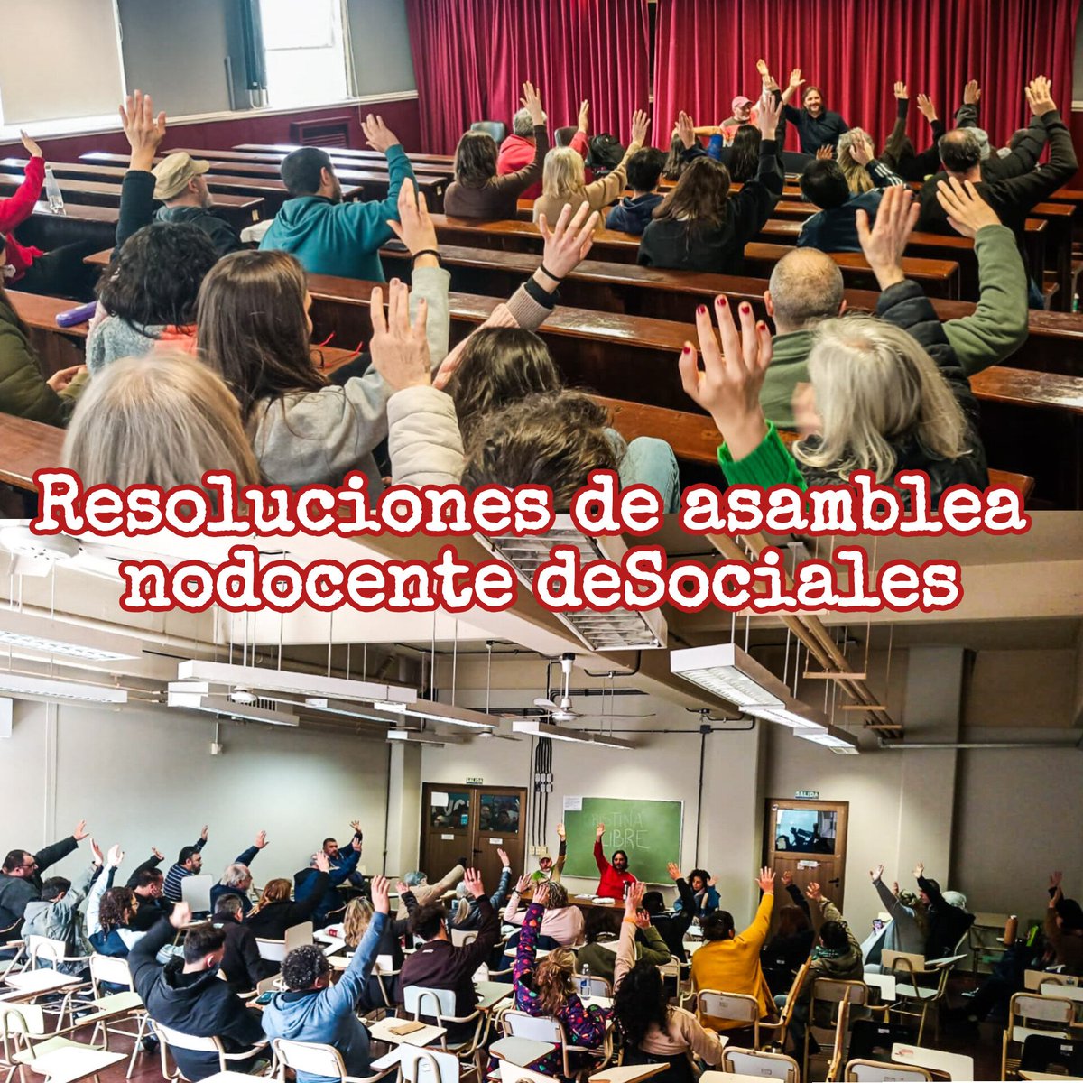 InternanodoFsoc's tweet photo. 🙋🏽🙋🏻‍♂️ Resoluciones de la asamblea de trabajadorxs nodocentes de Sociales 

Profundicemos el plan de lucha por la recomposición de nuestros salarios, el aumento del presupuesto y la defensa de las conquistas de Sociales y la Universidad pública.
 https://t.co/1tK3ZpcG2m https://t.co/Y7GmvRYo9G