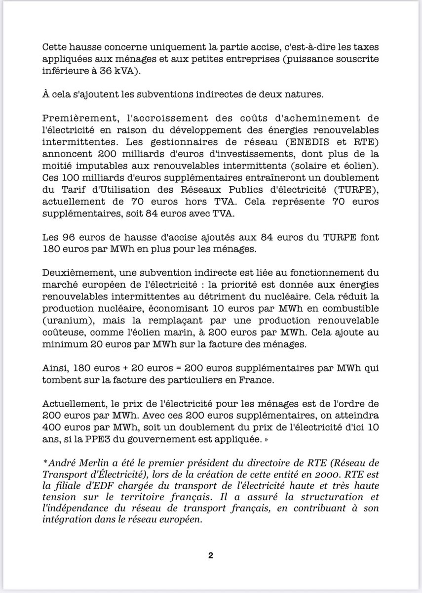 AlexandreJardin's tweet photo. @Europe1 Le doublement de la #factureElectricite expliqué par. #AndreMerlin , fondateur de #RTE (la société qui distribue notre électricité). https://t.co/UkVz7DGB35