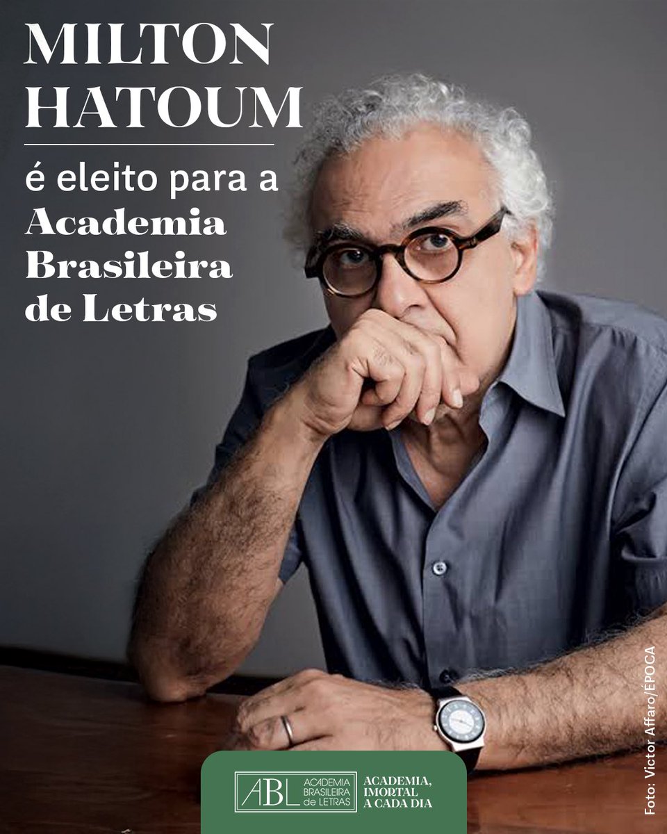 Milton Hatoum é o novo integrante da Academia Brasileira de Letras. Eleito nesta quinta-feira, 14 de agosto, com 33 votos, em disputa que contou com outros cinco candidatos, o novo Acadêmico ocupará a cadeira 6, vaga desde o falecimento do jornalista Cícero Sandroni.