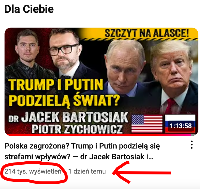 2⃣0⃣0⃣,0⃣0⃣0⃣ Wyświetleń w 24h‼️‼️
👉 youtube.com/watch?v=OqitWS…
Rozmowa z <a href="/BartosiakJacek/">Jacek Bartosiak</a> cieszy się wielkim zainteresowaniem Widzów. 
I trudno się dziwić!
Jeżeli ktoś jeszcze nie widział — zachęcam.
Co się stanie na szczycie Trump-Putin? 🇷🇺🇺🇸🇺🇦
Historia Realna.