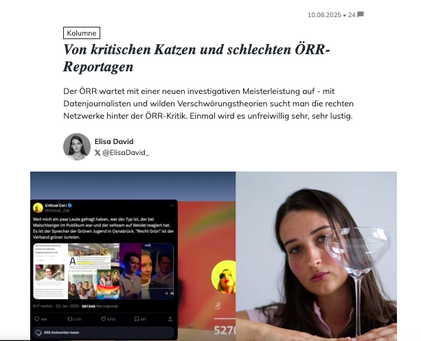 Critical__Cat's tweet photo. @ElisaDavid_ fährt die Krallen aus und seziert das Stück "Plötzlich Hassobjekt" vom SWR. Pflichtlektüre!
Link zum Artikel im Kommentar 👇 https://t.co/e1IBBMjogf