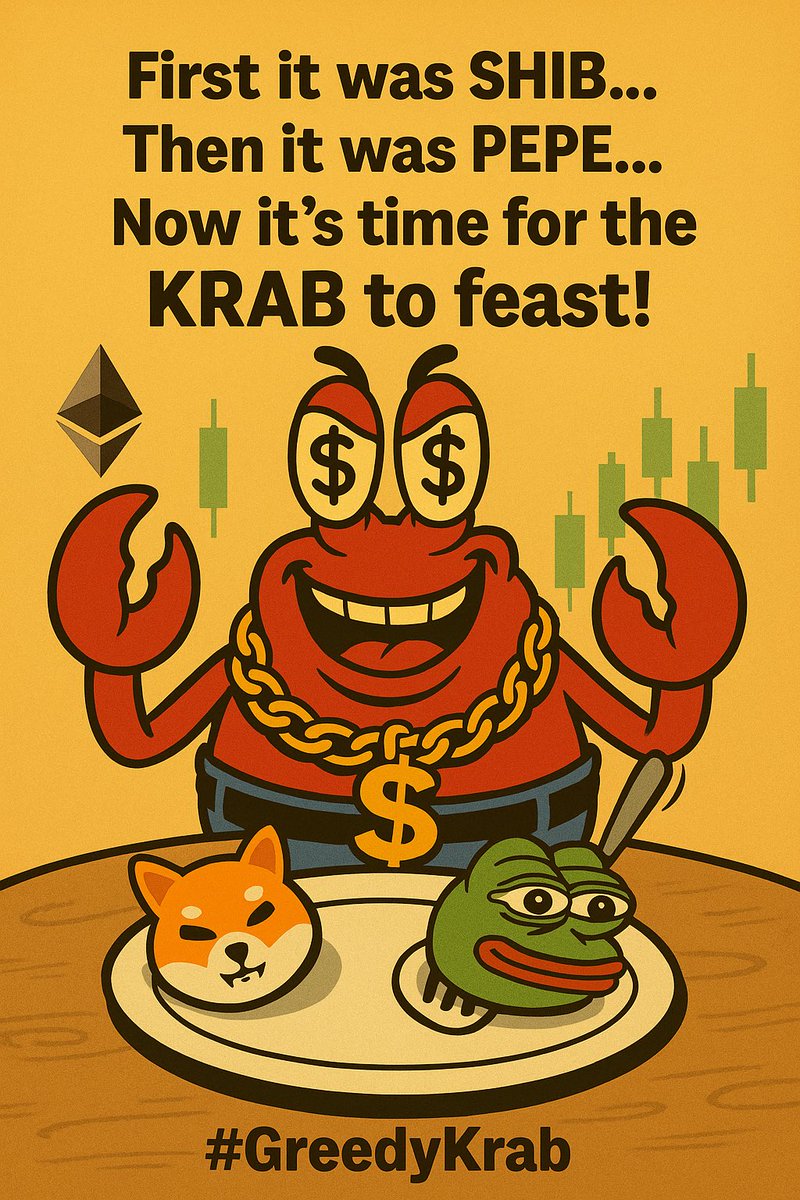 First it was $SHIB 🐕🔥
Then it was $PEPE 🐸🚀
Now it’s time for $GRK 🦀💰

The #KrabArmy is here to feast! 🚢💥
Don’t miss the wave 🌊

#GreedyKrab #MemeCoin #BullRun #Altcoins #CryptoCommunity
