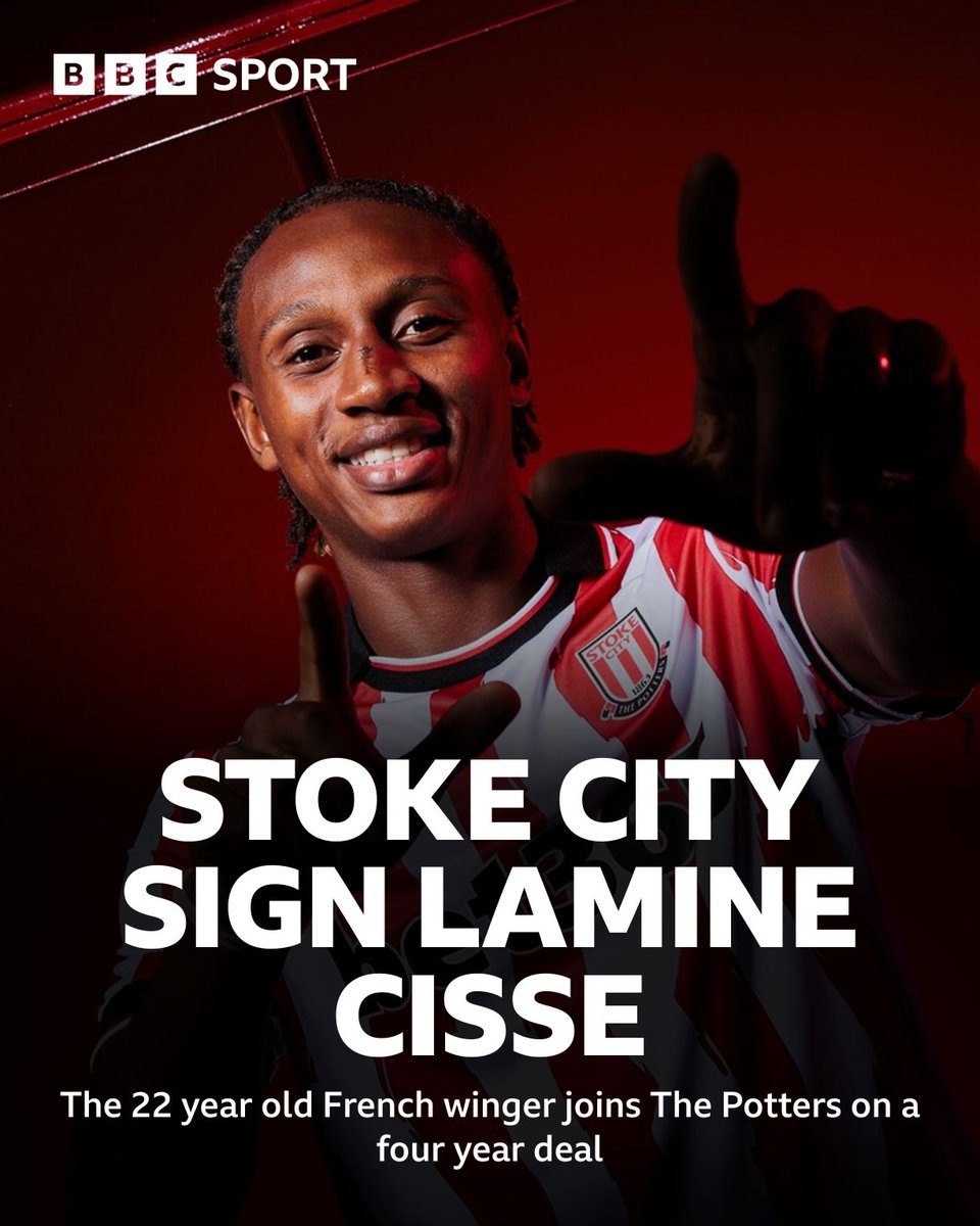 ✍️CISSÉ SIGNS✍️

Stoke City bring in French winger Lamine Cissé on a 4-year deal from Ligue 2 side SC Bastia.

He scored 9️⃣ goals in 3️⃣1️⃣ appearances last season and has been capped by France 25 times from under-16 to under-20 level.