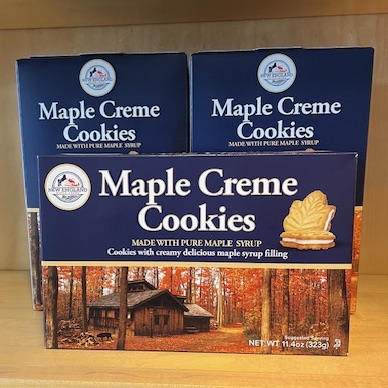 NEW! Classic Turkey Hill Sugarbush cookies have a beautiful new look for the Maple Creme and Chocolate Maple Creme delights! Now shipped from New England Maple Farms, their Vermont warehouse. Plus, there’s a new Maple Creme size – very handy box of 5. In-store and online. YUM!