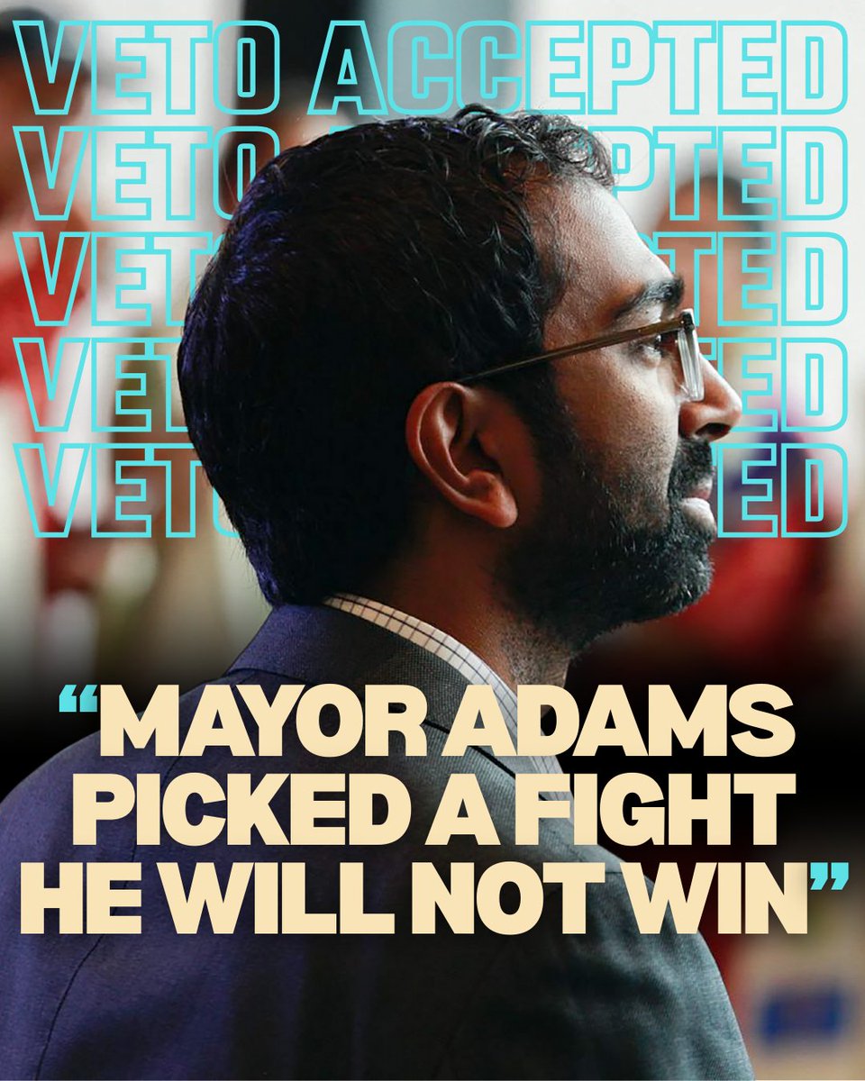 Today, the New York City Council accepted the Mayor's message that vetoed my bill to begin the override process, but let me be clear that we will not accept Mayor Adams' anti-immigration agenda that puts street vendors and New Yorkers in danger every day.