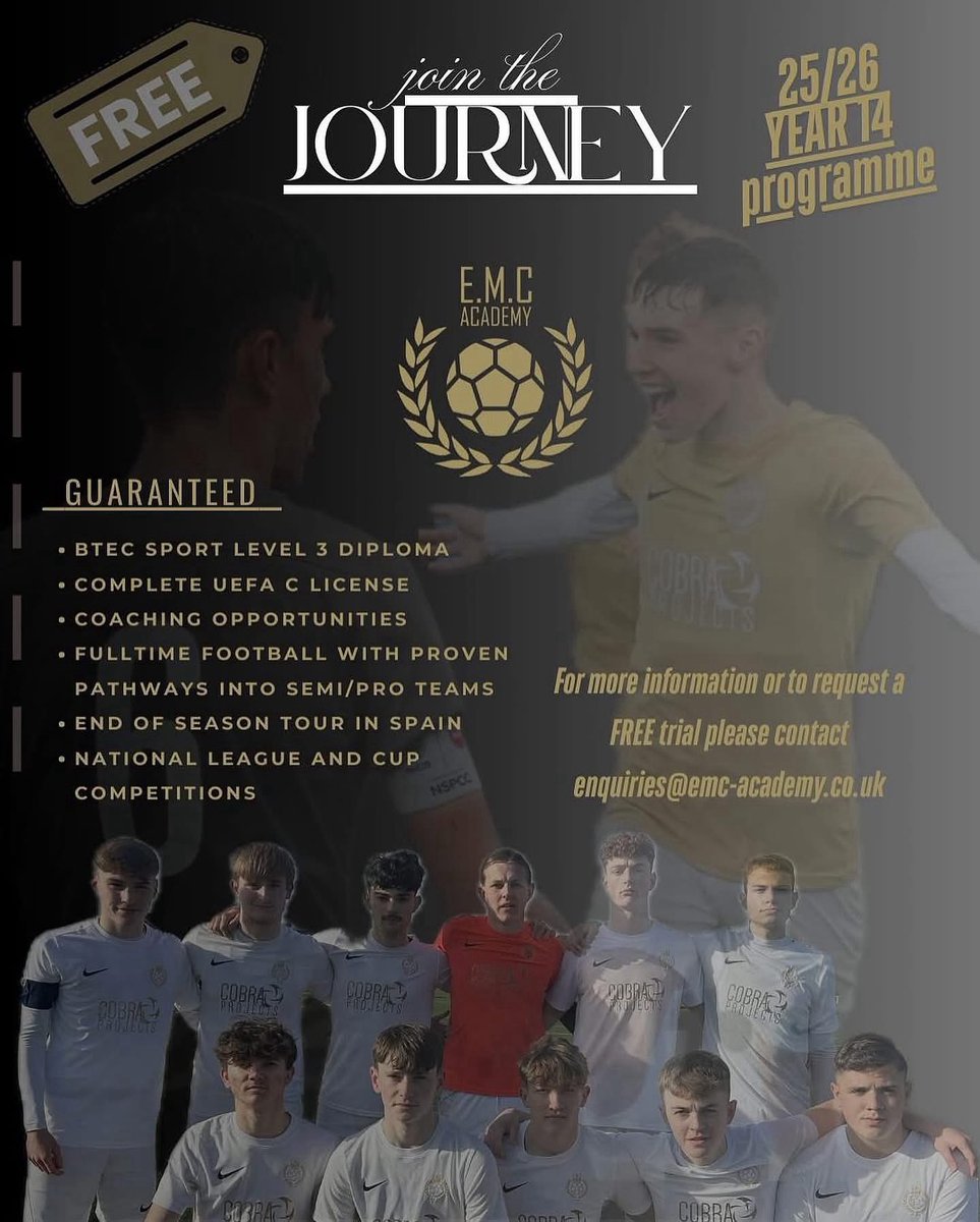 EMCAcademy's tweet image. Congratulations to all our U18s and 2nd year scholars who received their A Level results today 💯

Anyone interested in considering a year 14 scholarship option should get in contact with us! 

#JOINTHEJOURNEY