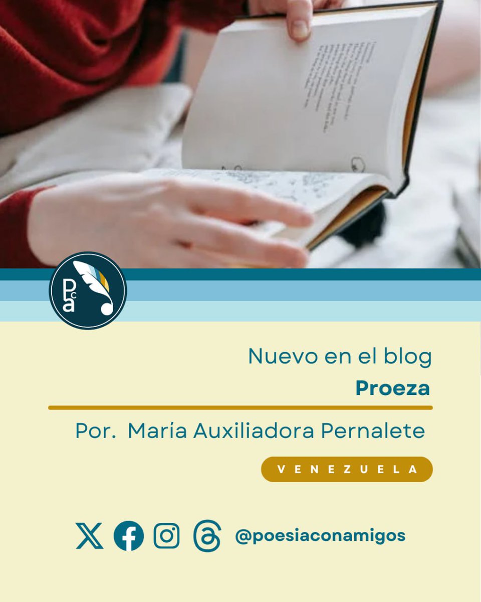"Si te acercas y me besas
borraras cualquier condena"...

Hoy compartimos un poema con el sello de nuestra co-editora María Pernalete C, titulado "Proeza".

Celebramos tu manera tan auténtica de poner emociones en palabras <a href="/mauxiper/">Maria Auxi Pernalete</a> 

Léelo completo en: poesiaconamigos.com/2025/08/14/pro…