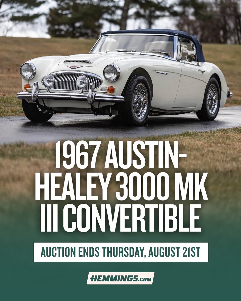 HemmingsNews's tweet image. A timeless classic in pristine form: this 1967 Austin-Healey 3000 Mk III BJ8 2+2 Convertible shines in restored white with a fully refreshed blue interior🌟🚗

Available Now bit.ly/3Ut9eqc

#AustinHealey #ClassicCars #ConvertibleLife #VintageBritishCars #HemmingsFinds