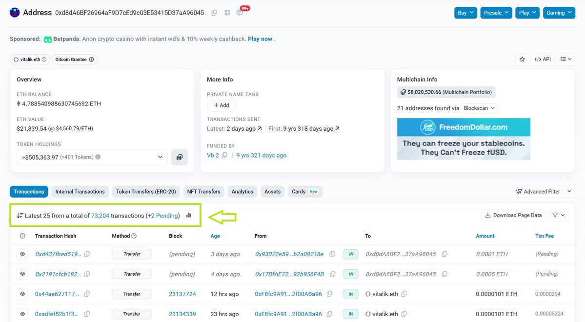 FPLFractals's tweet image. My standout Etherscan Moment is when I made my 1000th Ethereum transaction on October 20, 2022. 

You can check how many transactions you have made on your wallet&apos;s Etherscan page! 

#10YearsofEtherscan @etherscan