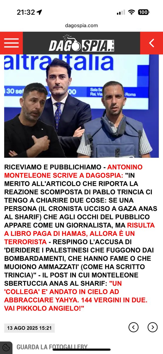 Caro <a href="/_DAGOSPIA_/">Dagospia</a> 

in merito al tuo articolo che riporta la reazione scomposta di Pablo Trincia verso l’espressione di un pensiero diverso dal suo, ci tengo a chiarire due cose.

Primo: se una persona che agli occhi del pubblico appare come un giornalista, ma risulta: 
inserita