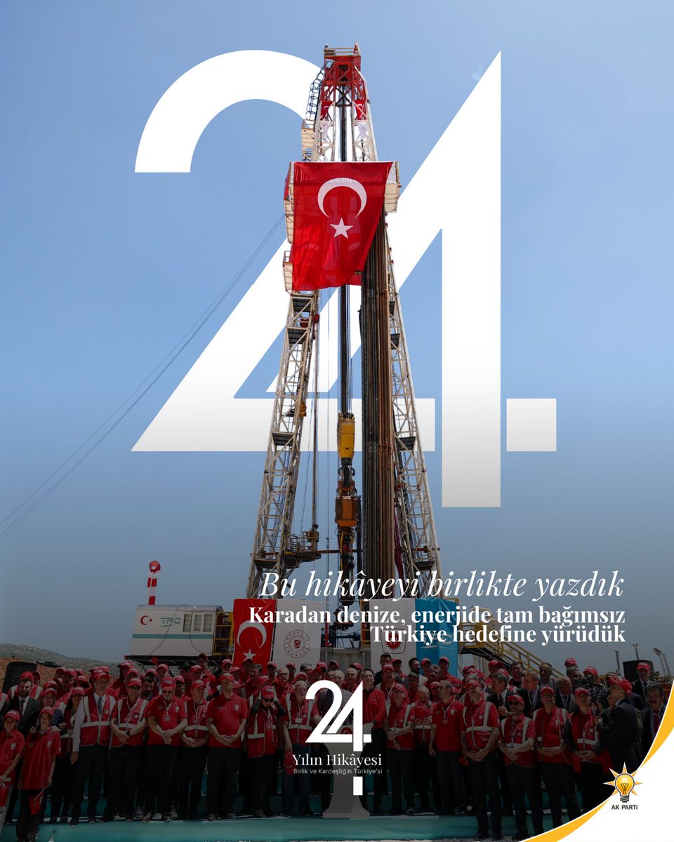 “Türkiye’nin enerjide tam bağımsızlık yolculuğunda karadan denize uzanan gurur tablosu. 💪🇹🇷 #24YılınHikayesi”
#AKParti24Yaşında