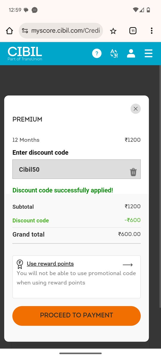 CIBIL Subscription at 50% Off 💥

Use Code 'CIBIL50' to get Rs.600 off on Annual Premium Plan.

✅Best use of CIBIL is to track all your loans at one place.

✅Get Notified when your CIBIL changes

✅Any unpaid or wrong loan is easily visible here

Highly recommend ✨
