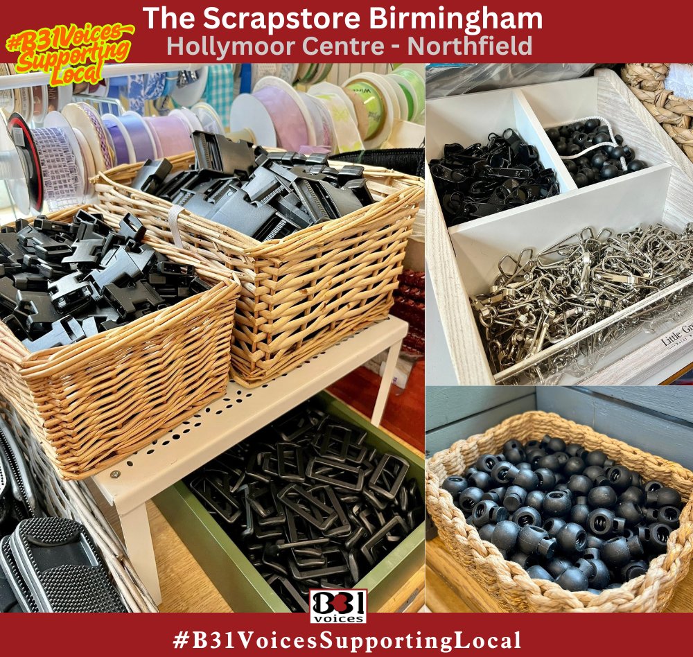 B31Voices's tweet image. The Scrapstore Birmingham: "NEW STOCK👀
Accessories for bag and tabbard making🎒👜:
• Buckles
• Clasps
• Toggles 
• Shoulder straps

-

#B31VoicesSupportingLocal 
#SWBrumCREATIVE
#HollymoorCentre
#Northfield  
#Birmingham 
#BirminghamUK 
#Bromsgrove
#B31Voices #BVoices