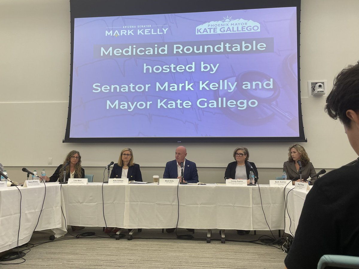 AZCouncilHSP's tweet photo. Our CEO was honored to join a #Medicaid roundtable hosted by @MayorGallego with @SenMarkKelly to help educate Phoenix residents on the impacts of the #OBBB (HR1) and to share that people can still get Medicaid coverage! Visit https://t.co/DXnBY0AHku for enrollment help. https://t.co/JA8VYJGzXw