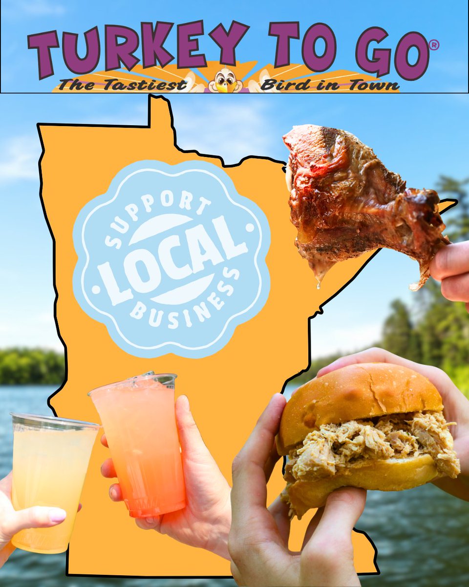 TurkeyToGo's tweet image. It’s more than food—it’s Minnesota love. 💛
At Turkey To Go®, every bite tells a story of home. Whether it’s our juicy local turkey, fresh-baked Minnesota buns, organic lemonade, or tangy BBQ sauce, it all comes from right here in Minnesota.