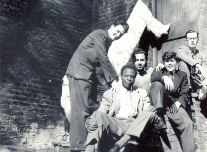 Young Mwai Kibaki with fellow students at London School of Economics, 1957: 
Fresh from earning First Class Honours at Makerere, Mwai Kibaki crossed continents on a scholarship to study at one of the world’s most prestigious institutions — the London School of Economics. In 1958,