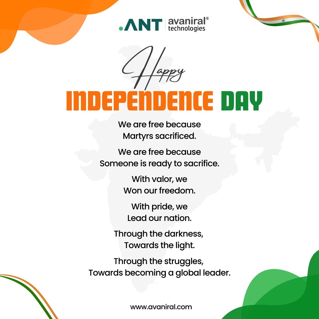 avaniral's tweet photo. Innovation thrives where freedom lives.

This Independence Day, we celebrate not just our nation’s freedom, but the power to dream, code, and create without limits.

Happy Independence Day!

#TechForIndia #IndependenceDay #Avaniral #ANT https://t.co/7bSHLE5ZD2