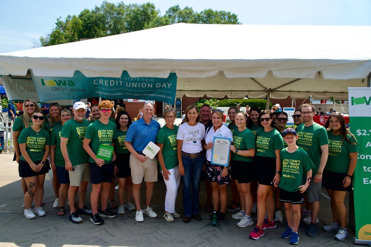 Thank you <a href="/IAGovernor/">Gov. Kim Reynolds</a> Kim Reynolds for proclaiming today as Credit Union Day in Iowa and joining us for Credit Union Day at <a href="/IowaStateFair/">Iowa State Fair</a>. This year, we proudly celebrate 100 years of people helping people and a century of putting members first.

#CreditUnionDay #IowaStateFair