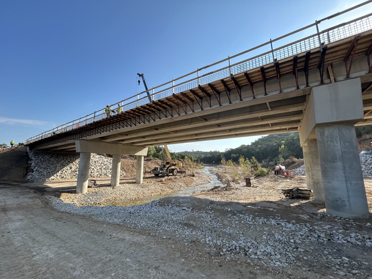 Devastating July 5 floods destroyed the RM 1431 bridge at Cow Creek.  Our <a href="/TxDOTAustin/">TxDOT Austin</a>⁩ team moved quick to design and contract to rebuild this bridge.  Our contractor Hunter Industries has moved fast and this is what it looks like 40 days later. Stay tuned for more news…