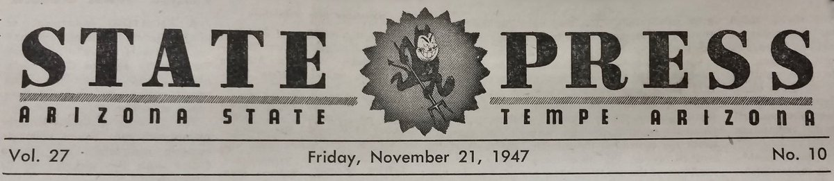 Disney artist Berk Anthony’s #Sparky logo first appeared in 1947 for Arizona State College. This <a href="/ASUFootball/">Sun Devil Football</a> pep rally photo was likely taken in 1948 or 1949.