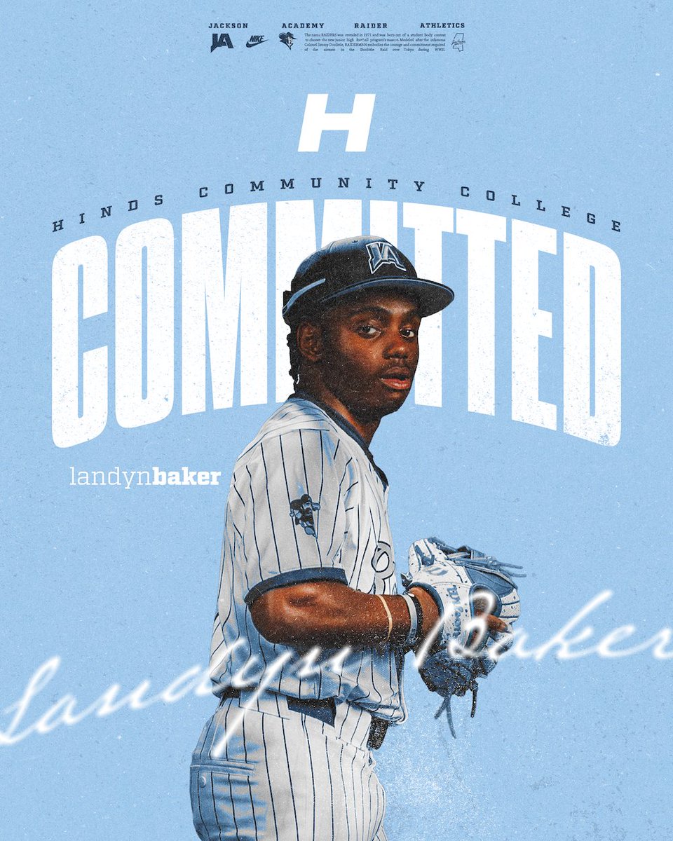 JA Raider Baseball (@jaraiderbsb) on Twitter photo Congratulations to <a href="/Landynbaker014/">Landyn Baker</a> ('26) on his verbal commitment to Hinds Community College to continue his academic and athletic career.
#WeAreJA
#RecruitTheBlue Congratulations to <a href="/Landynbaker014/">Landyn Baker</a> ('26) on his verbal commitment to Hinds Community College to continue his academic and athletic career.
#WeAreJA
#RecruitTheBlue