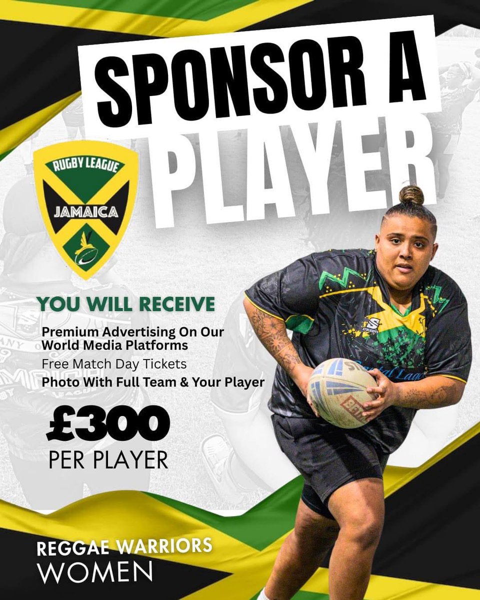 🌟🇯🇲 6th Sep. 2025, will be our final trials for our upcoming  Women <a href="/Reggae_Warriors/">ReggaeWarriors</a> UK games against Eng. Com Lions &amp; <a href="/scotlandrl/">Scotland Rugby League 🏴󠁧󠁢󠁳󠁣󠁴󠁿</a> on Nov 1. The session will at <a href="/Fevlions8s/">Featherstone Lions</a>, DM for more details 🇯🇲. We still are also seeking individual player sponsors to support the ladies 🇯🇲