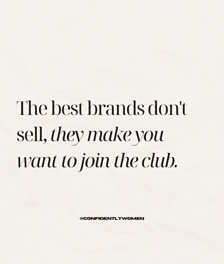 "Joining the club"....feeling included, being one of the cool kids; ALL phrases and emotions people crave! How does your brand do this? #brandloyalty #marketingtips