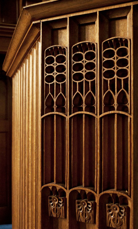 Pulpit detail, Bridge of Allan Parish Church. Charles Rennie Mackintosh. 1904. 
Image: UoG.