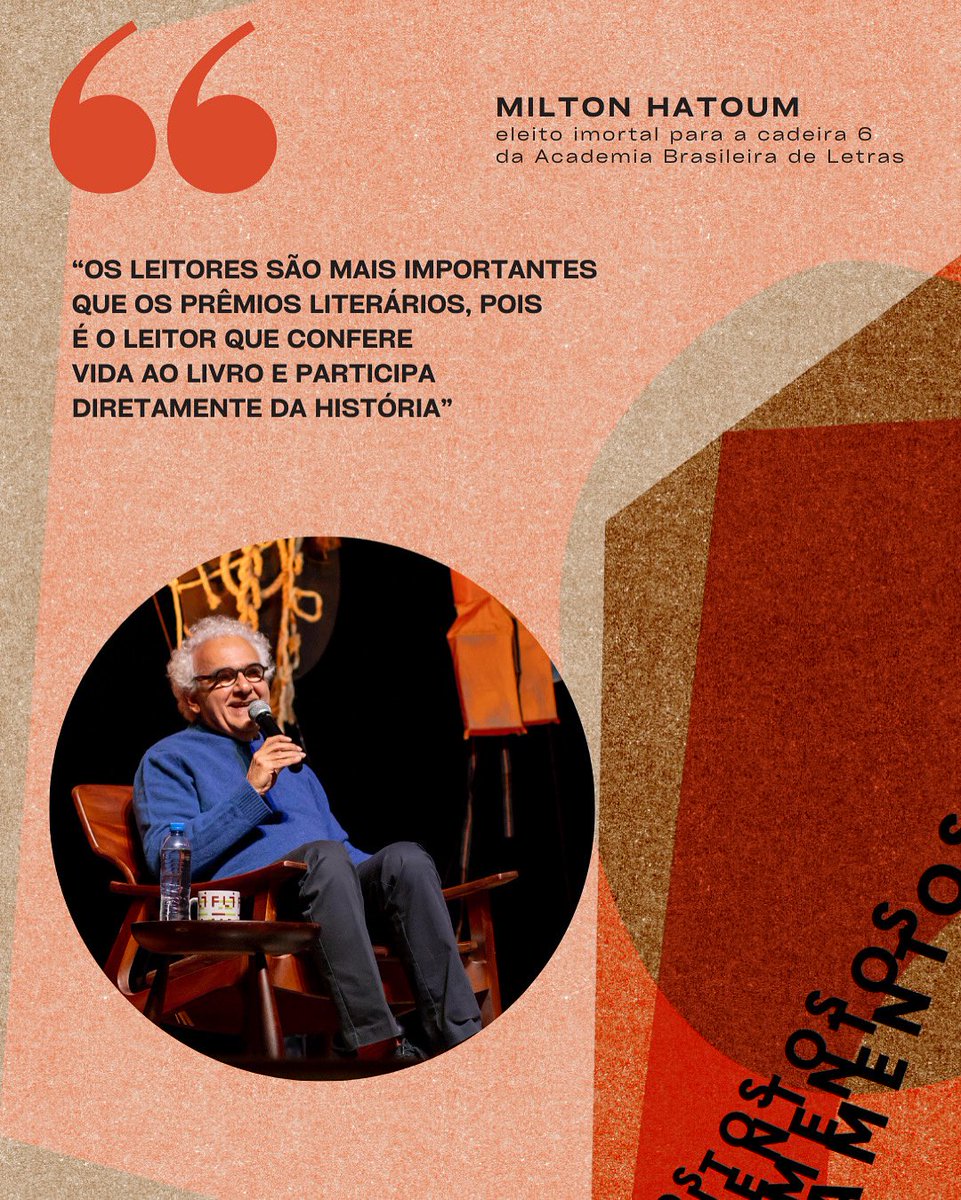 flima_net_br's tweet photo. ✨ Nosso homenageado na FLIMA 2025 agora é também imortal. Milton Hatoum foi eleito para a cadeira 6 da Academia Brasileira de Letras (ABL). Nós, da FLIMA, destacamos a importância do autor que é parte viva da nossa literatura. https://t.co/czjvnrun8D