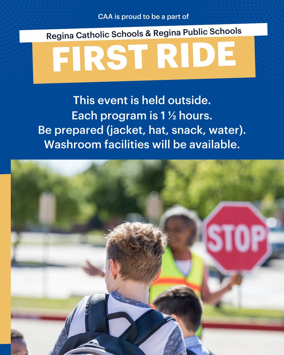 CAASKPatrollers's tweet image. Is your kiddo starting Kindergarten this Fall? 📒
Join CAA, @ReginaPublicSchools and @ReginaCatholicschools on August 19th for the First Ride event! Play games, learn safety tips, ride on a school bus, and have a blast! 🚌
Learn more at caask.ca/schoolzonesafe…