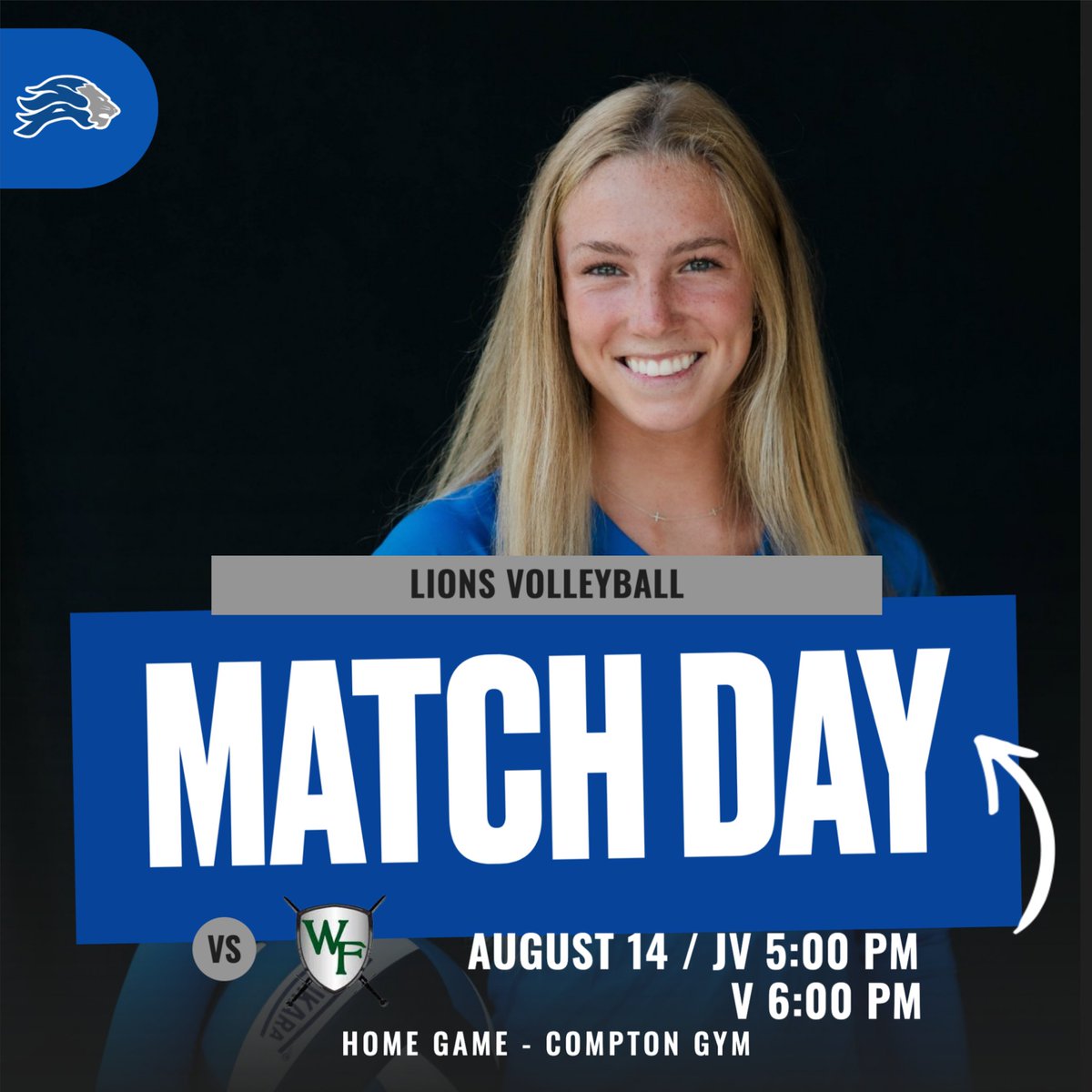 MATCH DAY — HOME COURT
Lions Volleyball vs. Windsor Forest
📍 St. Andrew’s School
🕔 JV – 5:00 PM
🕕 Varsity – 6:00 PM

#GoLions #LionsVolleyball #MatchDay
Graphic: Coco Carnahan '26