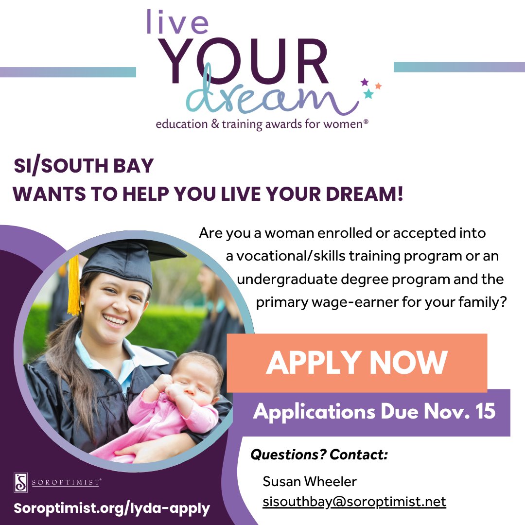 Mofrey's tweet photo. 📢 The application portal is now open!
If you know a woman who meets this criteria, please share this information with her. #soroptimist #sisouthbay #liveyourdream #education #Scholarship https://t.co/B9kawDtFwj
